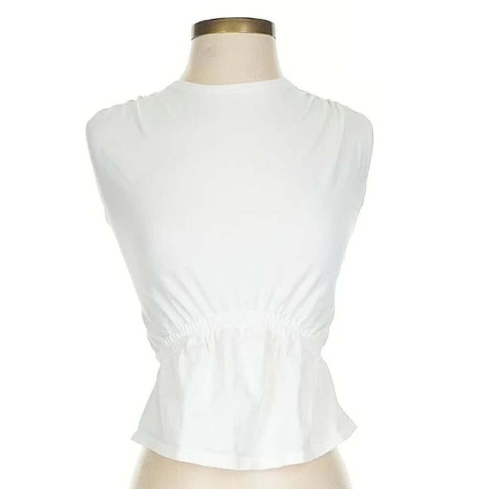 ATM Anthony Thomas Melillo White Scrunched Tank Top